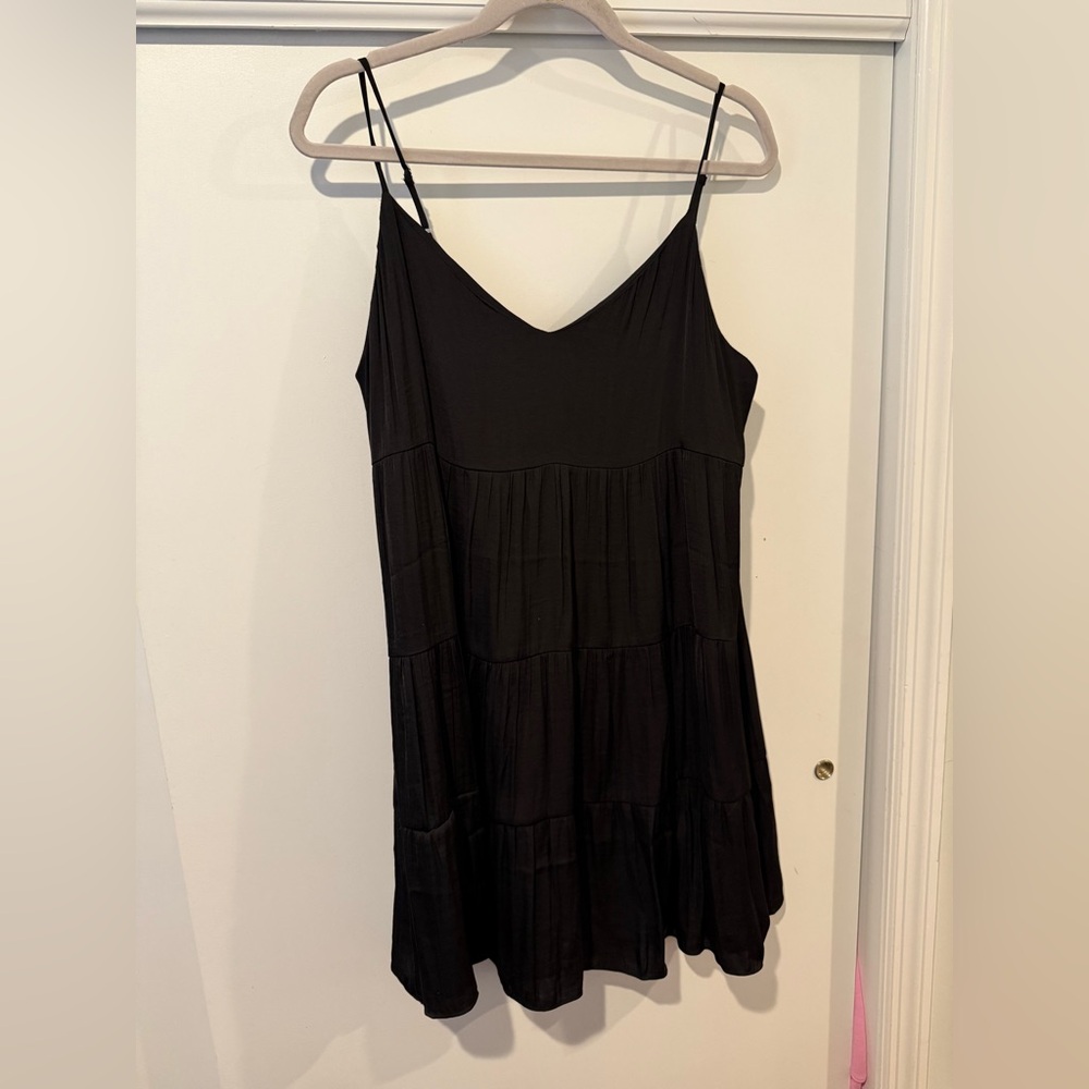 Naked Zebra Black Tiered Mini Dress Ruffle Layering Dress Thin Strap UGC Large